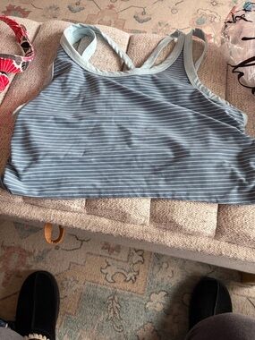 Torrid Light Blue Striped Sports Bra